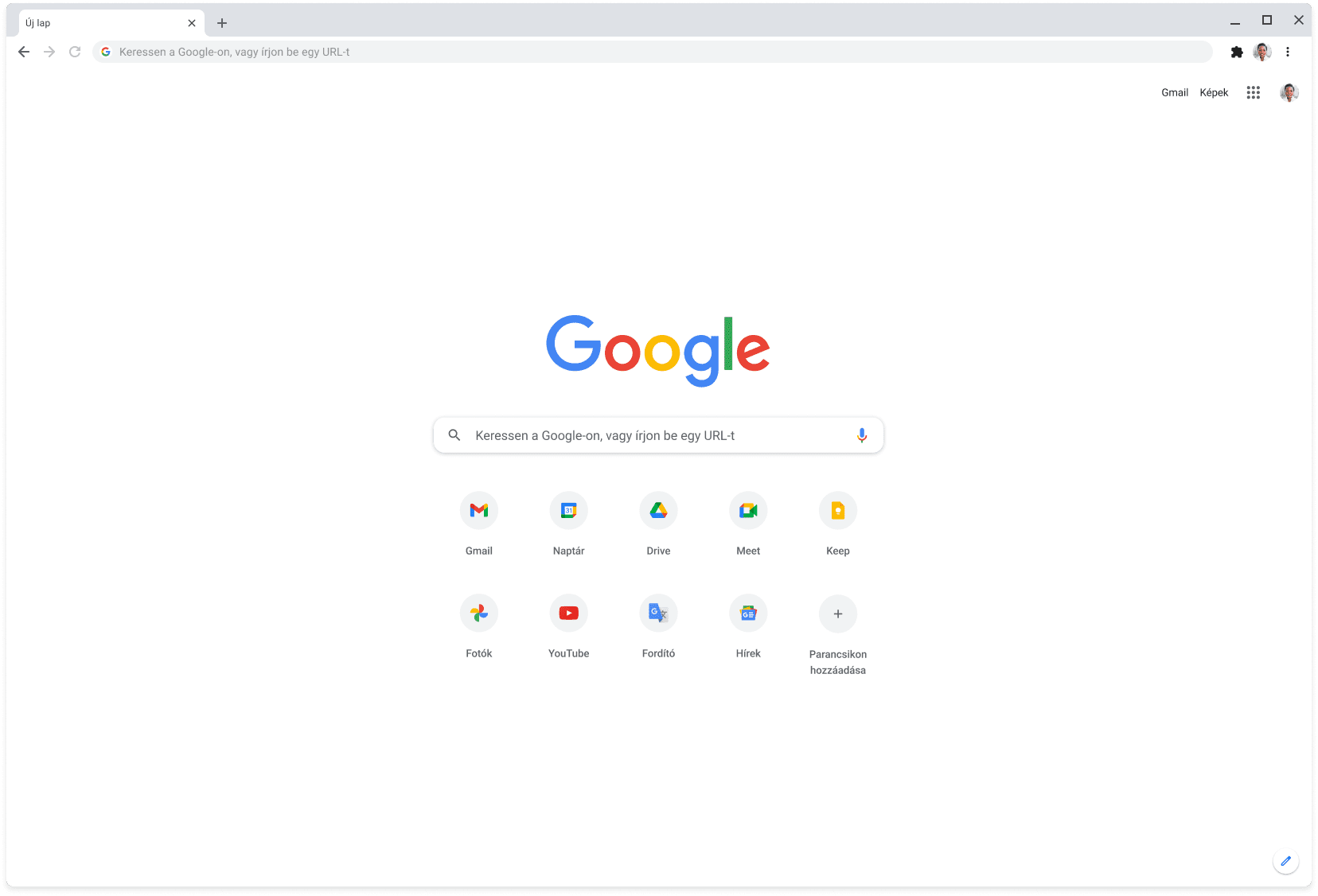 A google.com webhelyet megjelenítő Chrome-böngészőablak.
