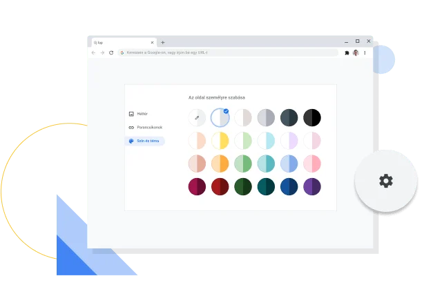 Kép a Chrome szín- és tématestreszabási ablakáról.