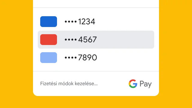 A Google Pay három bankkártyának csak az utolsó négy számjegyét jeleníti meg biztonsági okokból.