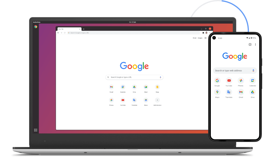 Kép a Google Chrome-ról laptopon és mobileszközökön