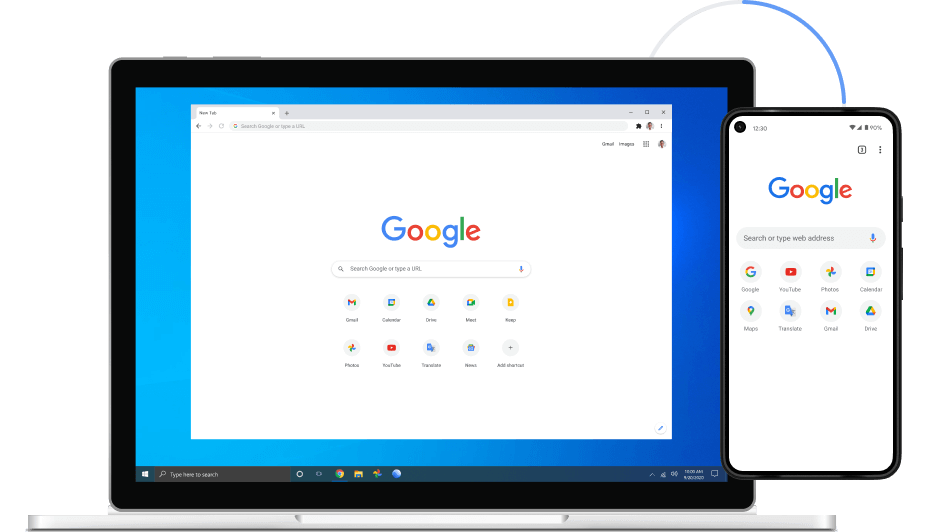 Kép a Google Chrome-ról laptopon és mobileszközökön